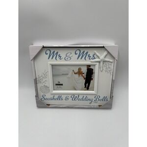 Malden Mr & Mrs Seashells & Wedding Bells Beach Wedding Photo Frame 4x6 White